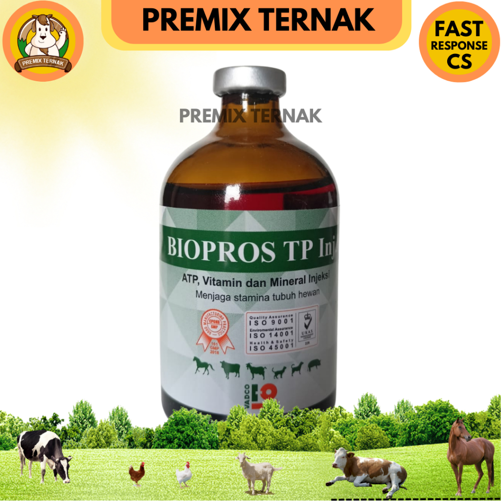 BIOPROS TP INJ 100ml By VADCO - MENJAGA STAMINA TUBUH HEWAN ( ATP LEBIH TINGGI )