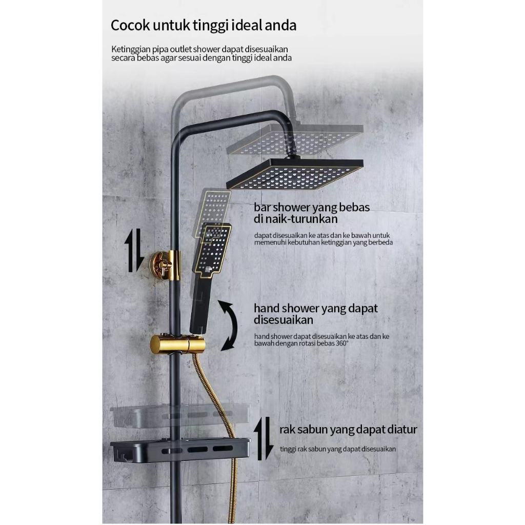 Shower set 4 Fungsi Panas-Dingin Dengan Faucet/Shower Kamar Mandi 4 Dalam 1 Set Dengan Faucet / Set pancuran tembaga lengkap