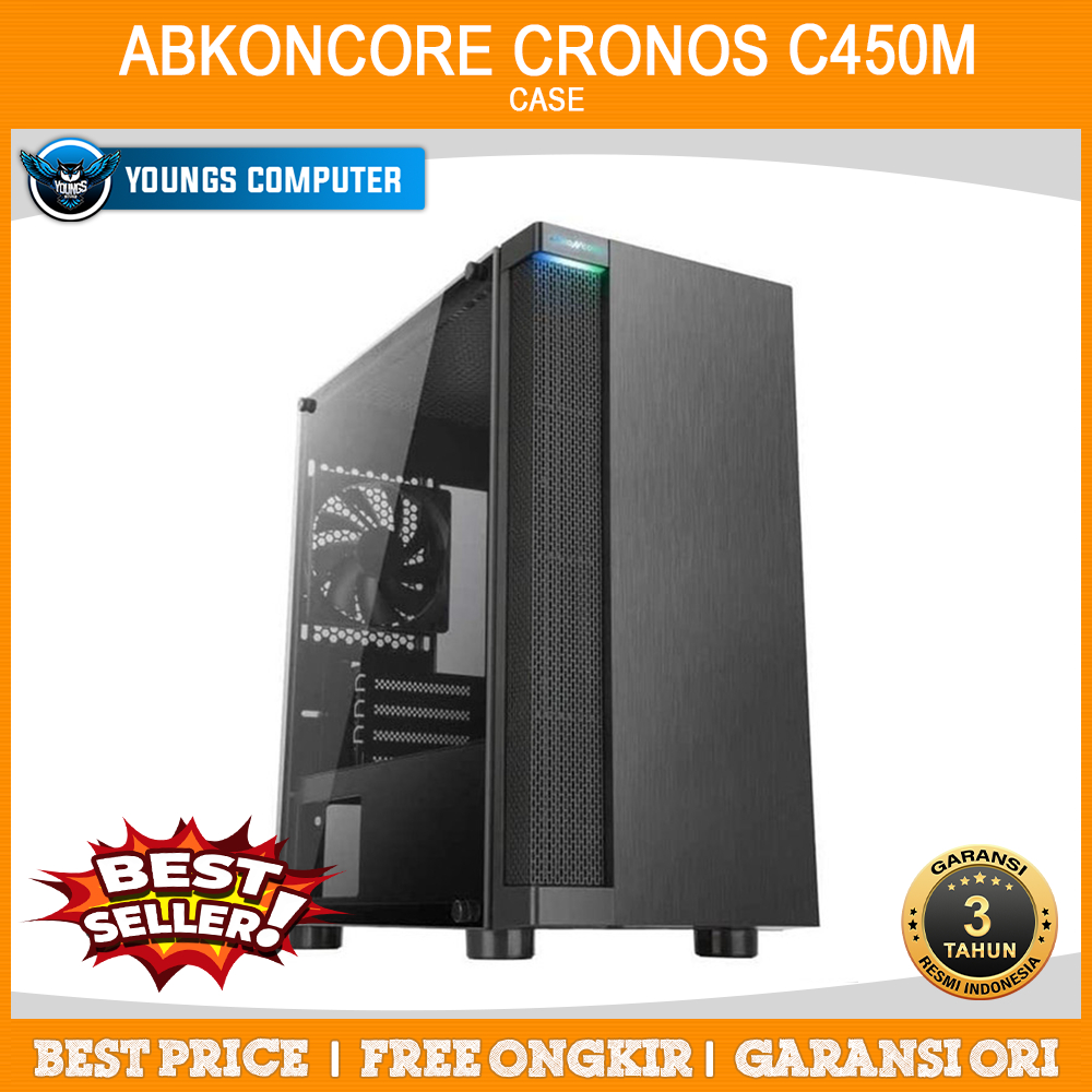 CASE ABKONCORE CRONOS 450M +1 FAN |TEMPERED |ATX CASING KOMPUTER C450M