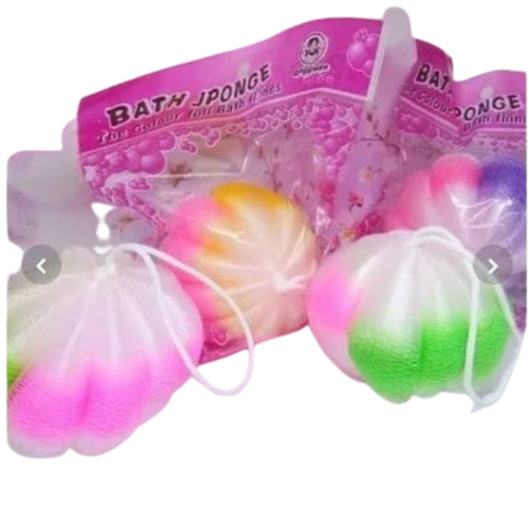 Spon Mandi Blewah tebal bulat / spons puff Labu bawang Manggis / Bath Showerr Sponge scrub1 Pcs Murah