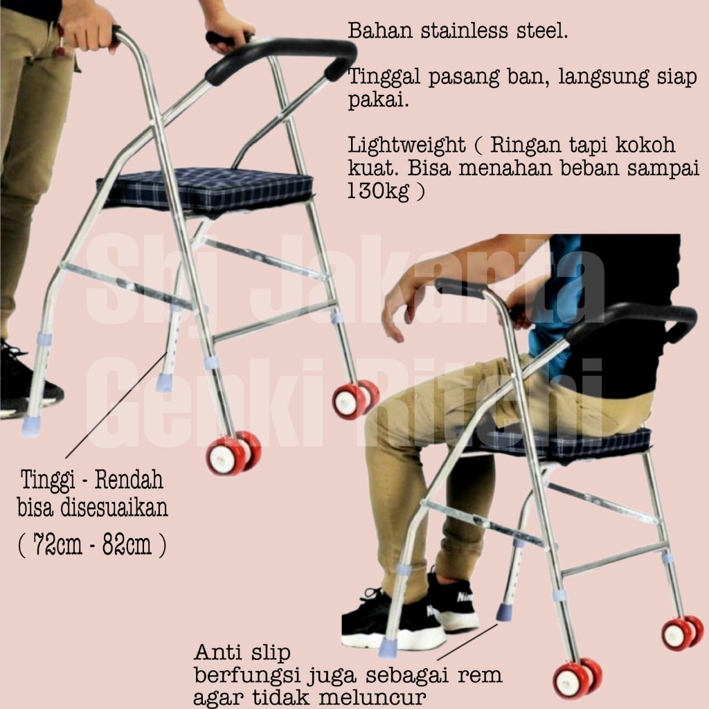 Alat bantu jalan beroda / walker / rollator walker Terapi Lansia Alat Bantu Jalan Mandiri