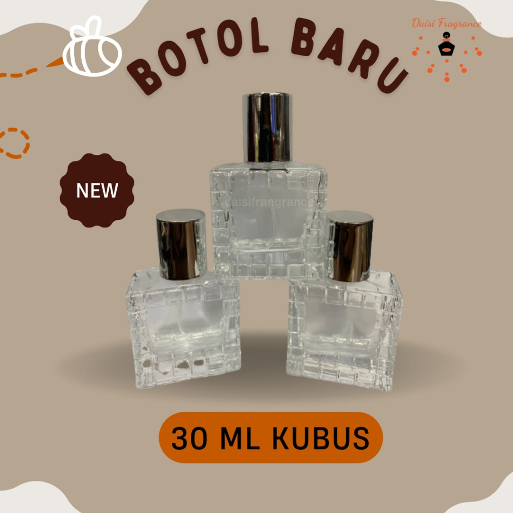 BOTOL PARFUM SPRAY DRAT 30 ML KOTAK KUBUS | BOTOL KACA| BOTOL PARFUM