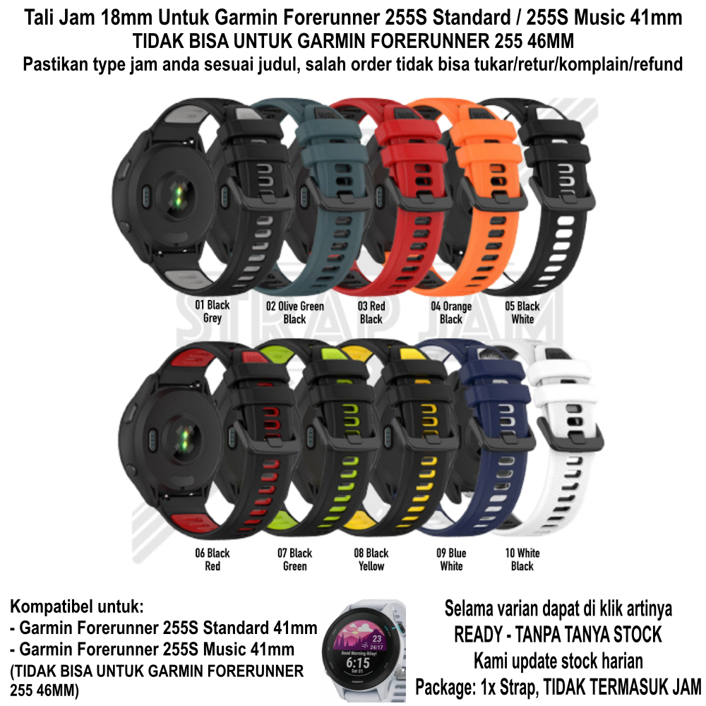 TTC Tali Jam 18mm Garmin Forerunner 255S / Music 41mm - Silikon Two Tone Quick Release