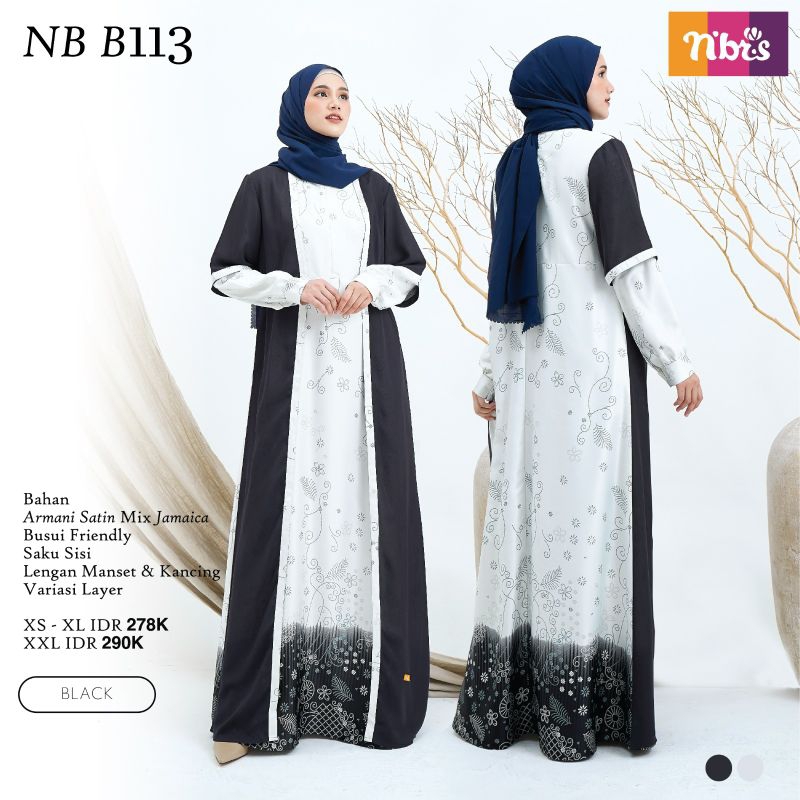 GAMIS NIBRAS NB B113 DRESS TERBARU MOTIF KEKINIAN BAHAN PREMIUM