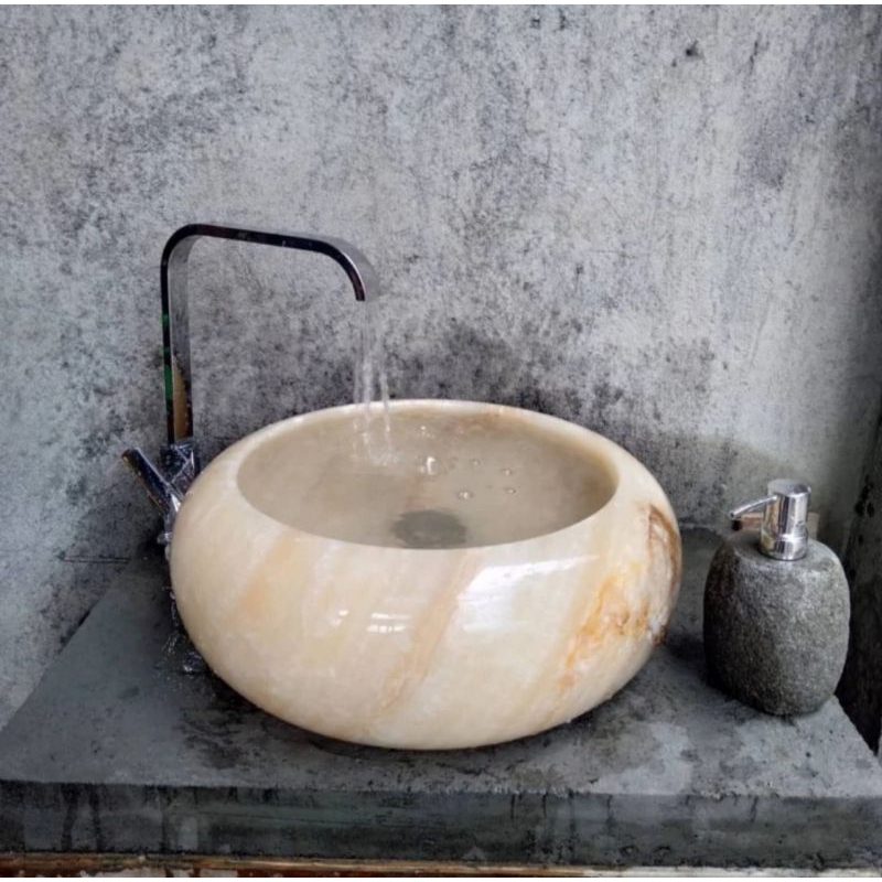 Washtafel batu marmer onyx/wastafel batu alam/model donut