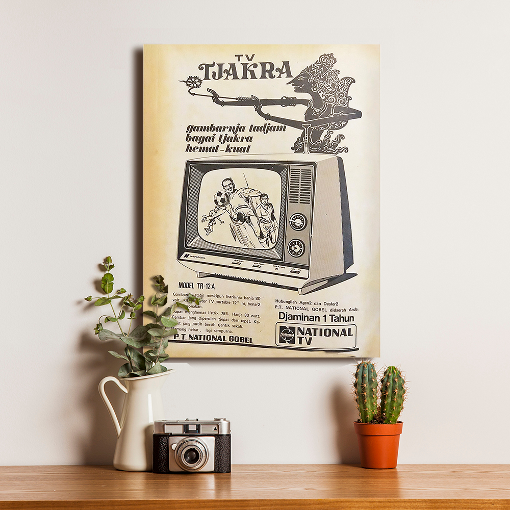 Poster Iklan Jadul Jaman Dulu Lucu TV Cakra National Gobel 17 - Dekorasi Hiasan Dinding Kayu