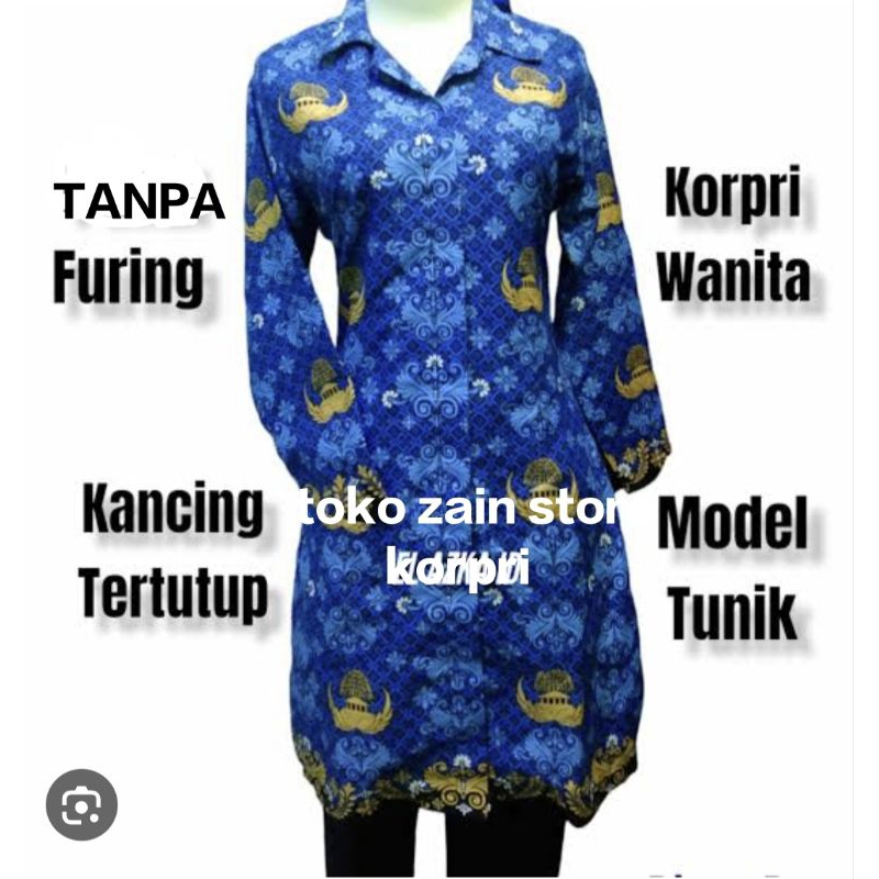 Baju korpri model tunik/baju korpri model tunik kerah hitam/baju korpri model tunik kerah biru