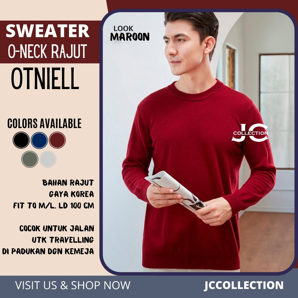 Outer Sweater Pria Rajut Korea Leher O / Sweater Rajut Cowok Oneck Otnell Knit - JCCollections