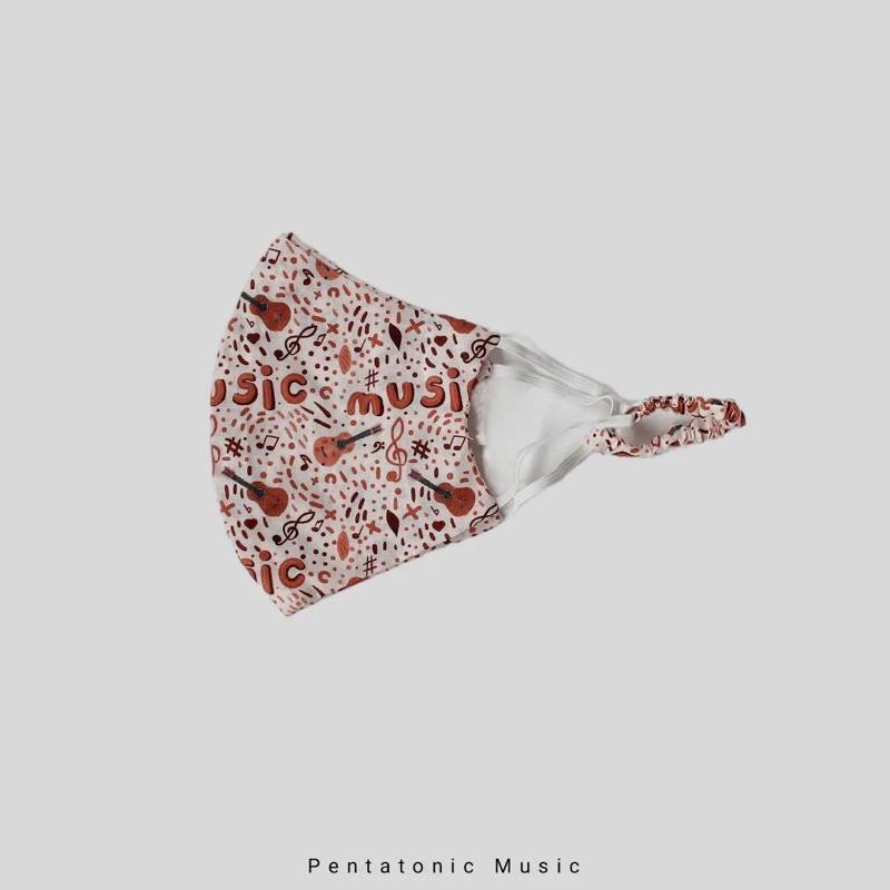 Masker Kain Musik Music Organic face Mask Guitar Music Pentatonic Kado Hadiah Lucu Souvenir Gift