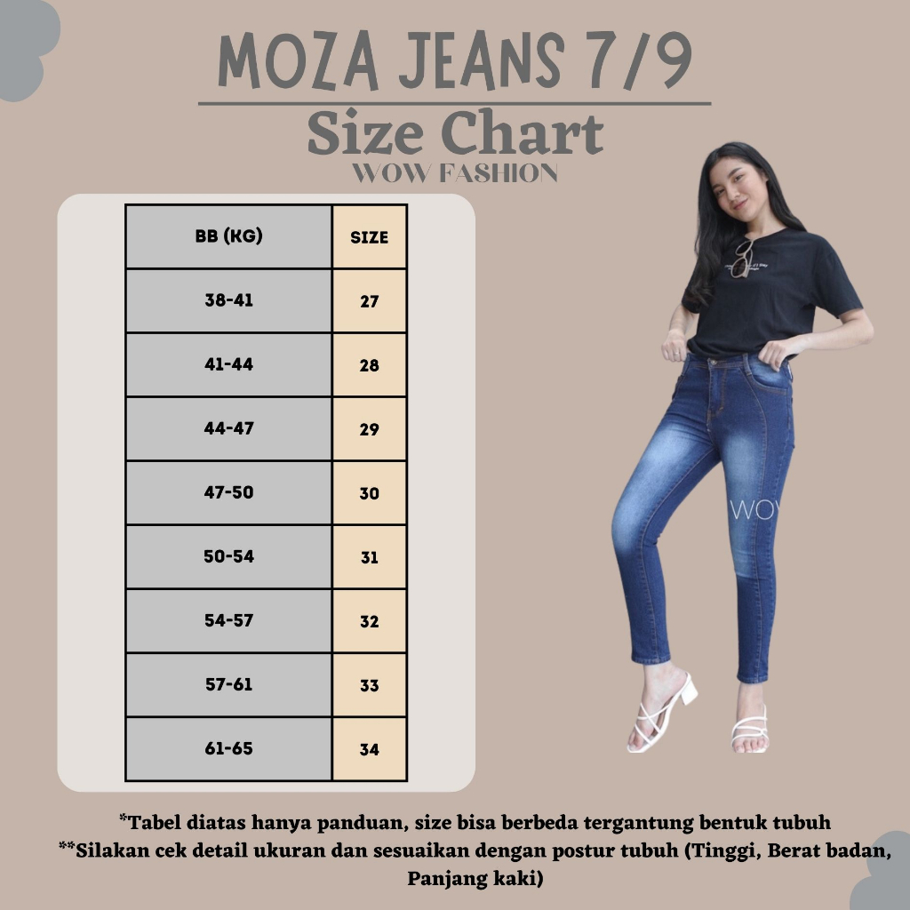 WOW-Moza Jeans 7/9 celana Wanita// Celana Highwaist Premium/ Celana Jeans Wanita/ Celana Pensil Terbaru