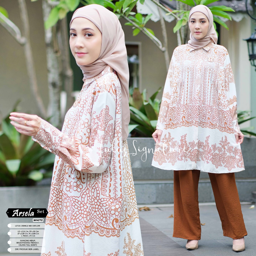 Arsela one set setelan wanita polos original produk by tulus signature