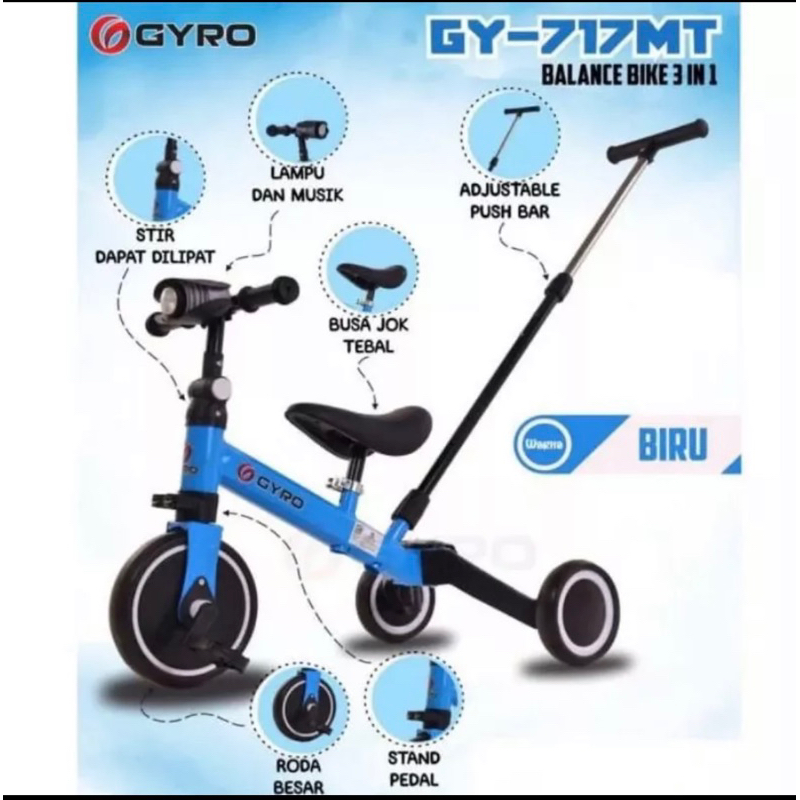 Balance Bike 3in1 sepeda anak ET709 ET 709 T20-9 T20-9M gyro 717mt