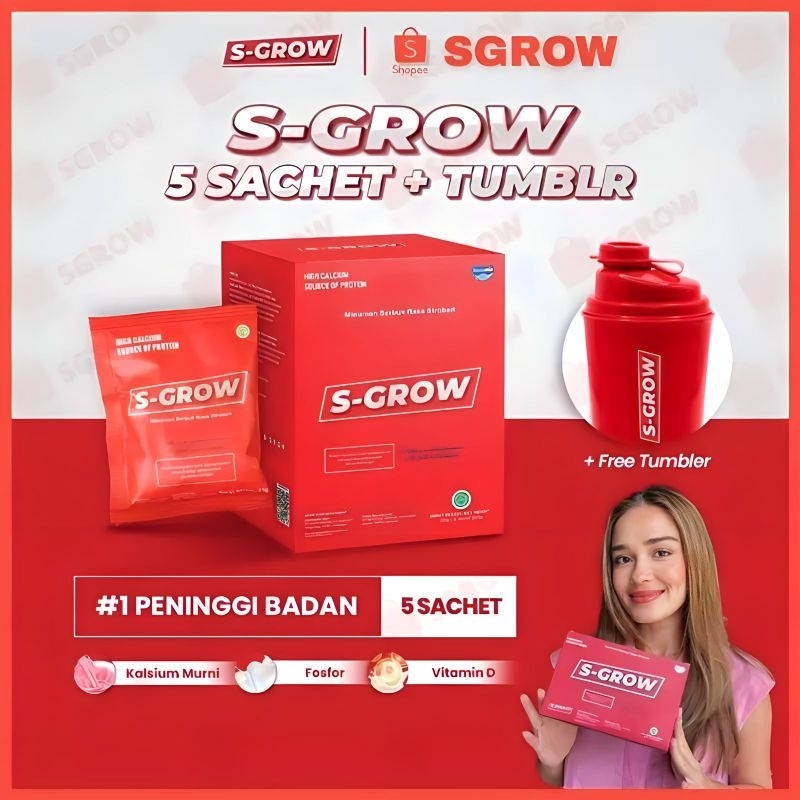 

S-GROW Suplemen Peninggi Badan High Calcium Terbaik (isi 5 sachet)