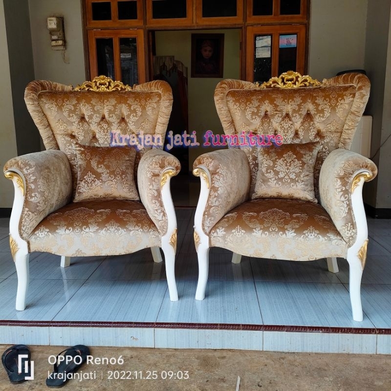 kursi sofa teras jati romawi
