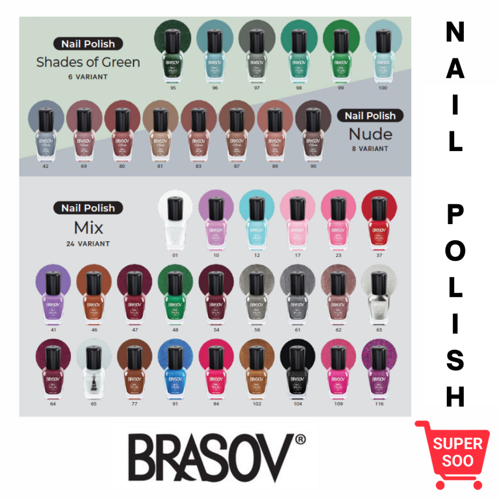 Kutek Brasov Warna 8ml | Kutek Brasov Nude 8 ml | Brasov Nail Polish | Cat Kuku Nail Polish 8ml BPOM