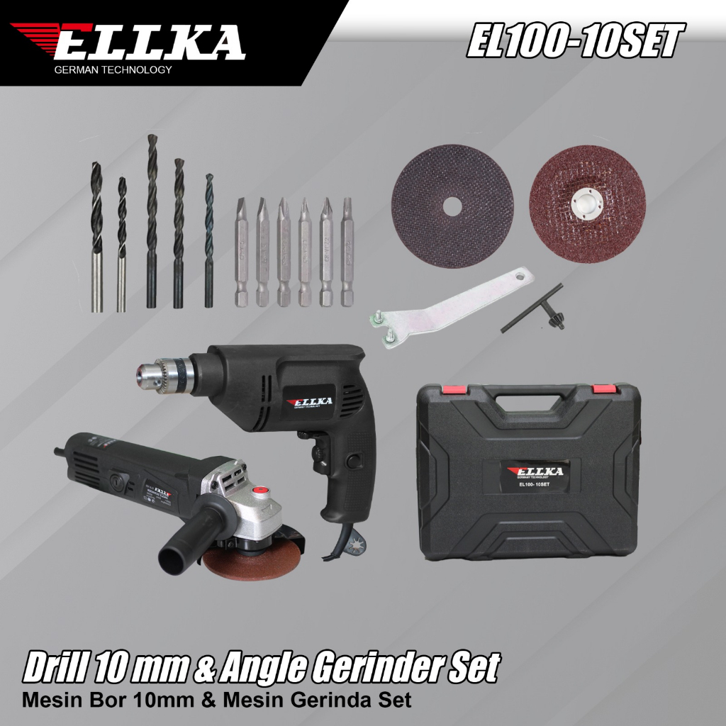 PAKET YUKIDO Set Koper Mesin Gerinda + Mesin Bor Listrik 2 Arah Bolak Balik 10MM Elektrik Drill Listrik