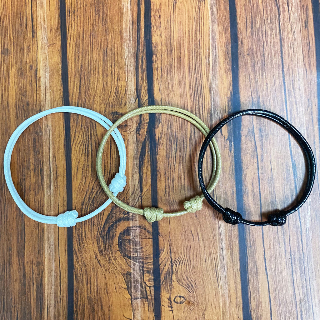 Gelang Tali Simple Polos 2mm 3Warna Pria Dan Wanita