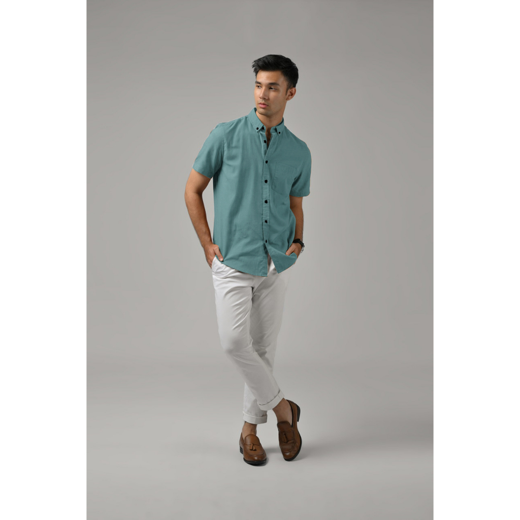 KEMEJA POLOS PRIA LENGAN PENDEK WARNA BIRU WARDAH