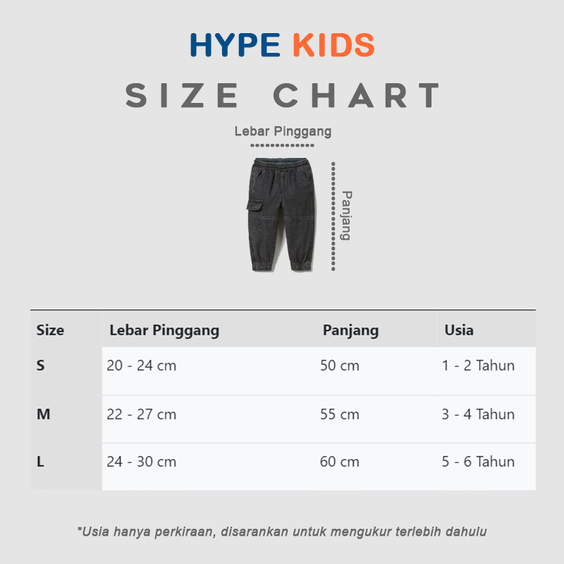 Hypekids Jogger Denim - Celana Joger Anak Jeans Usia 1 - 6 Tahun Laki Laki