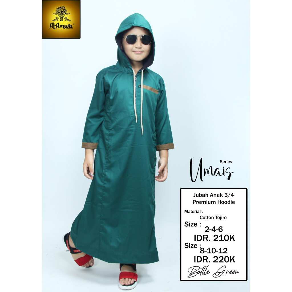 Jubah Gamis Hoodie Anak Al Amwa Baju Gamis Anak Laki-laki