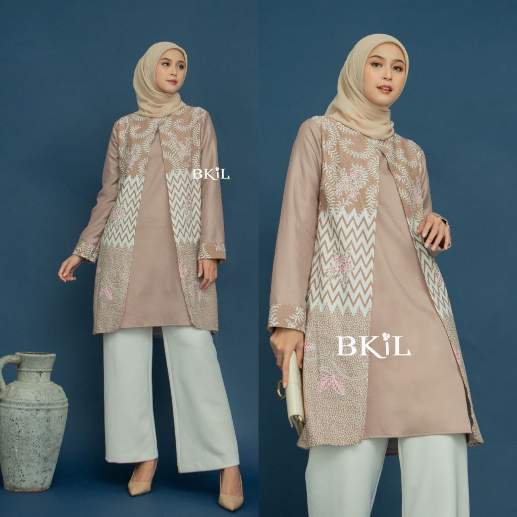 Tunik Batik Kombinasi Atasan Dress Wanita Batik Modern Kombinasi M L XL XXL Jumbo