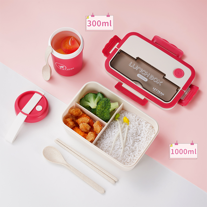 Letyeah &amp; Anantagt Tempat Makan cangkir sup Lunch box set tas bekal 1000ml+330ml