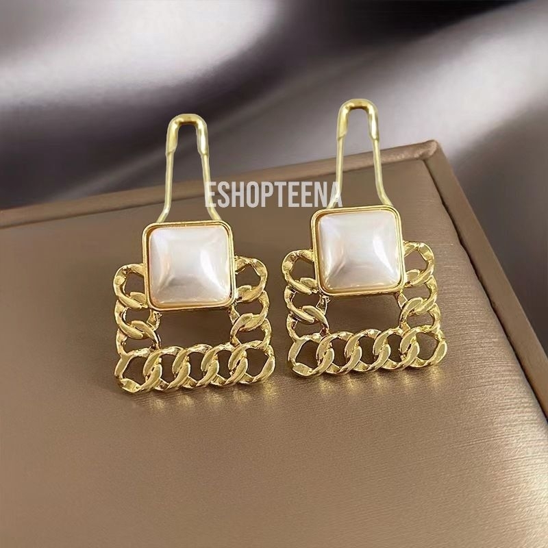 A03 anting hijab  petak gold pearl_anting jilbab