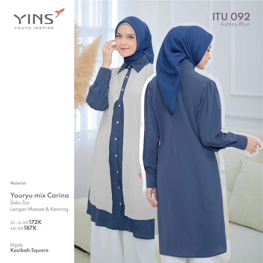 Inspire ITU 92  Bahan Youryu mix Carina Tunik Casual OOTD Kekinian Simple Elegant BISA COD