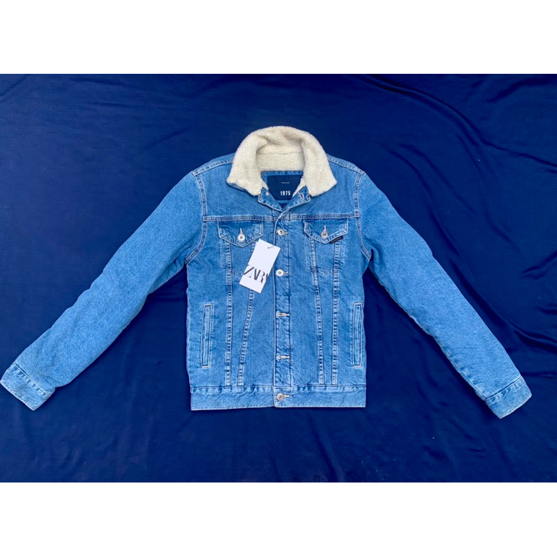 [HOT] Zara Man Denim Fleece Trucker Sherpa Denim Jacket