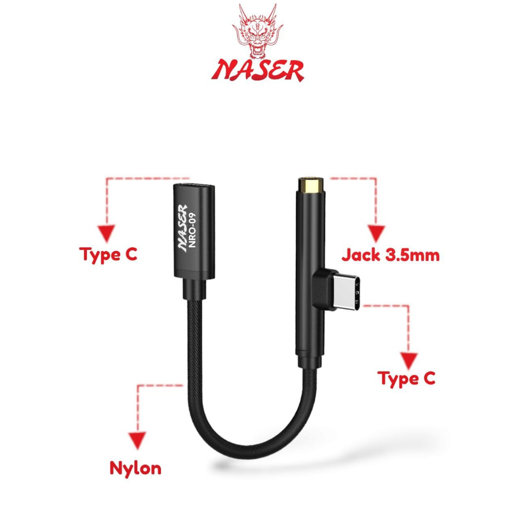 NASER OTG USB C TO TYPE C + AUX 3.5MM NRO-09 / ADAPTER CONVERTER EARPHONE 2IN1 / KABEL OTG MULTIFUNGSI