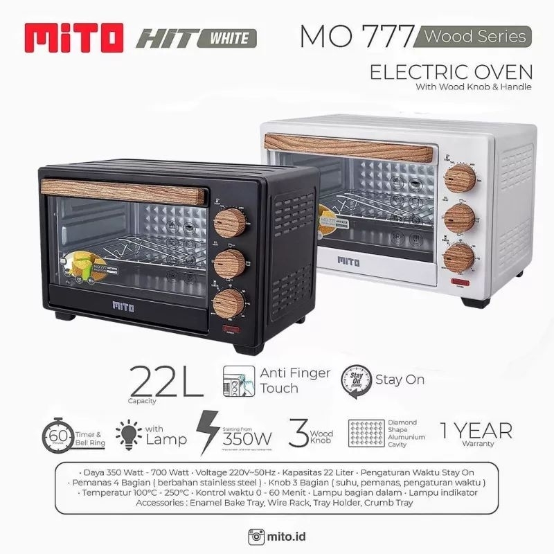 Mito Oven HIT MO 777 Kapasitas 22 Liter - Oven Listrik Mito MO777 22L