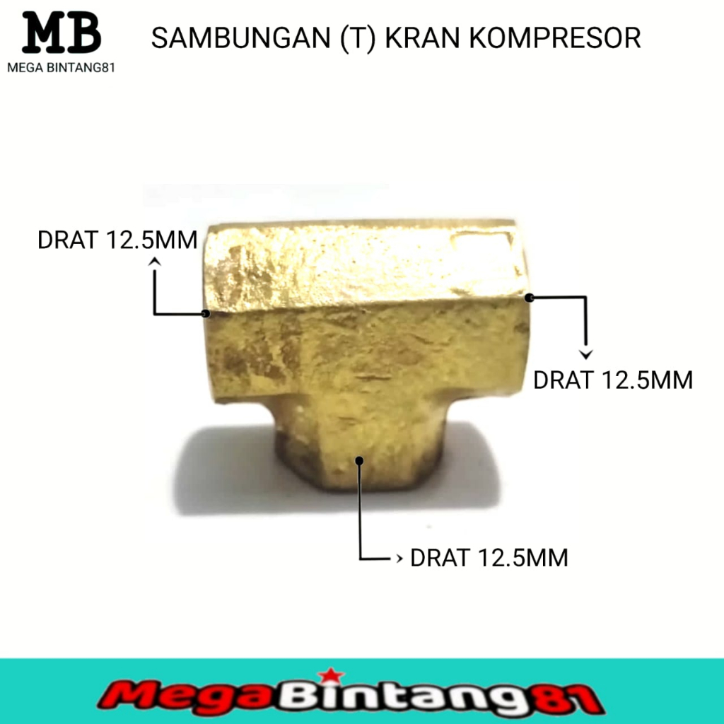 Cabang T kran kompresor sambungan kran kompresor nepel kompresor T cabang 3