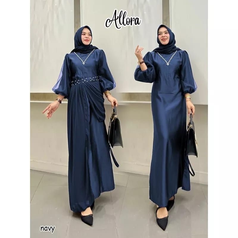 GAMIS ALLORA FULL SATIN SILK PREMIUM KOMBINASI CERUTYBABYDOL MIX PAYET