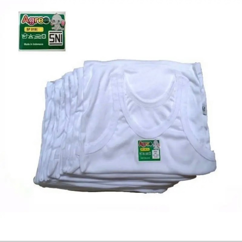 (6pcs) Singlet kensi daleman anak bayi polos Agree Kids ST 02 warna putih