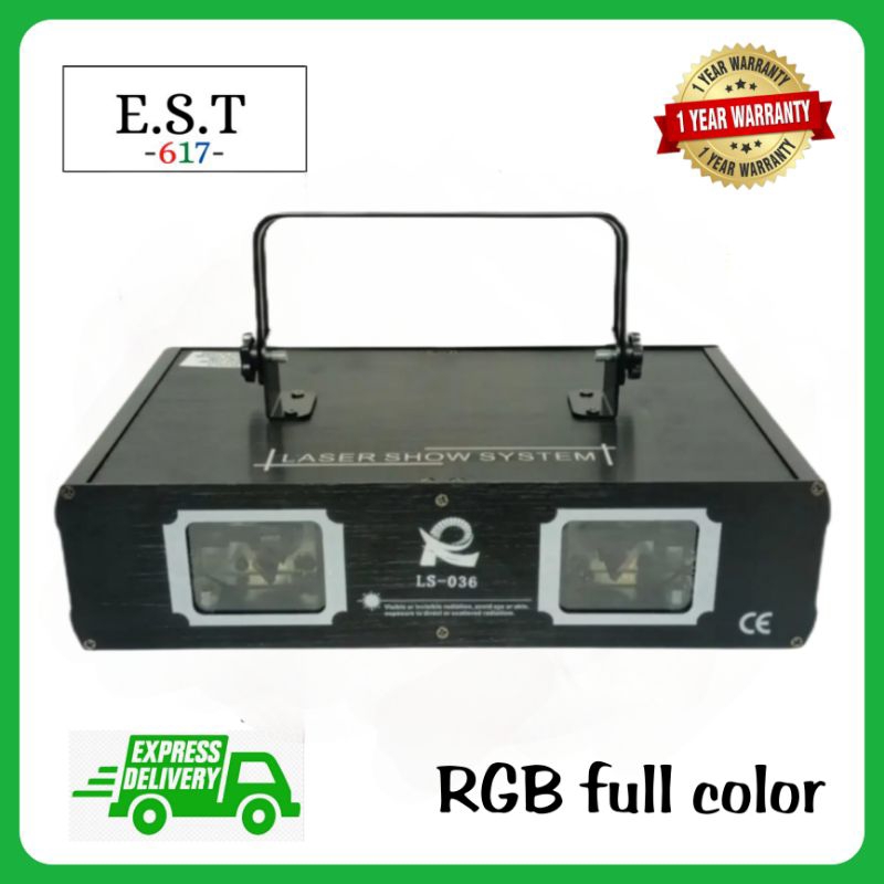 Lampu laser panggung garis RGB full color 2 mata