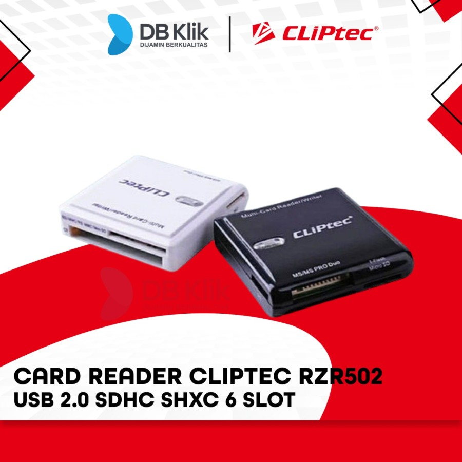 Card Reader CLIPTEC RZR502 USB 2.0 SDHC SHXC 6 Slot - CLIPtec RZR 502