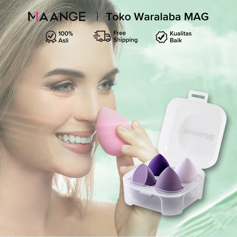 MAANGE 4pcs/box Makeup Beauty Air Sponge Powder Kering Dan Basah Cosmetic Sponge Beauty Egg Powder Puff Set Blender Spons Puff Cushion Bedak Natural Alat Kecantikan Lembut Serbaguna 0486