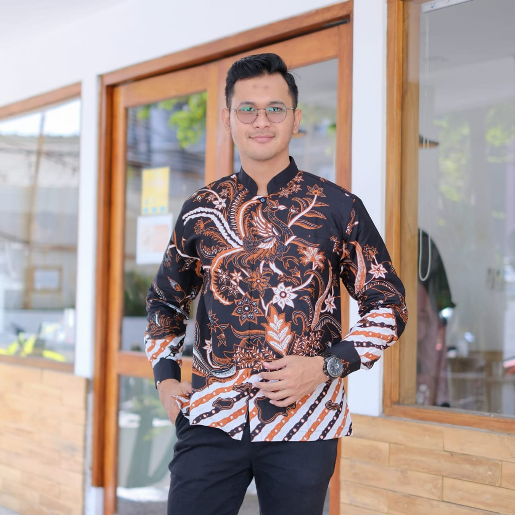 Kemeja Batik Koko Terbaru Atasan Baju Kondangan Pria Seragam Batik Hem Batik Anak Muda Modern Full F