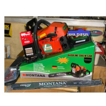 Mesin Chainsaw Gergaji Potong Belah Kayu MONTANA 6500 22 Inch Baja