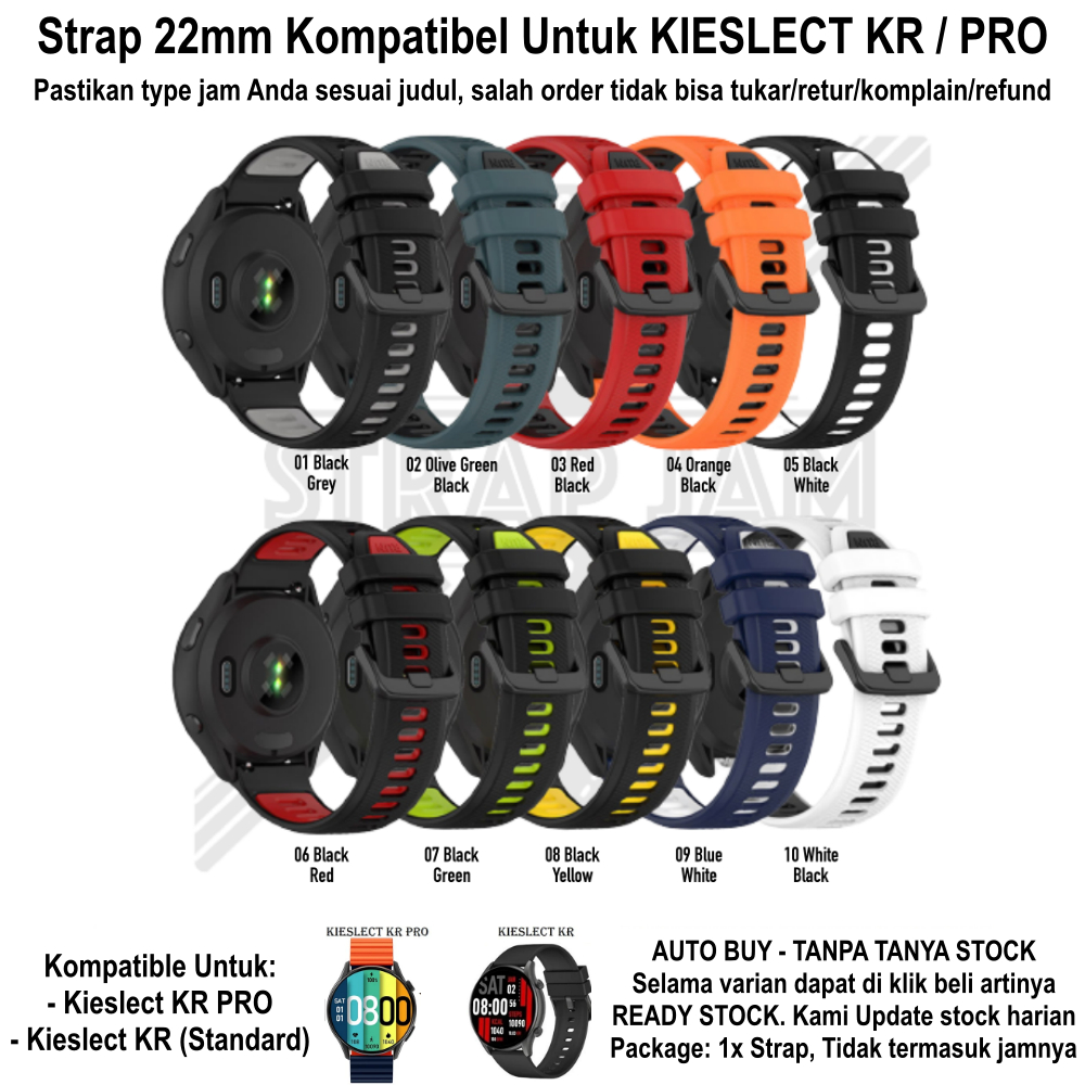 TTC 22mm Tali Jam Kieslect KR /Pro - Strap Olahraga Silikon Sporty Two Tone Quick Release