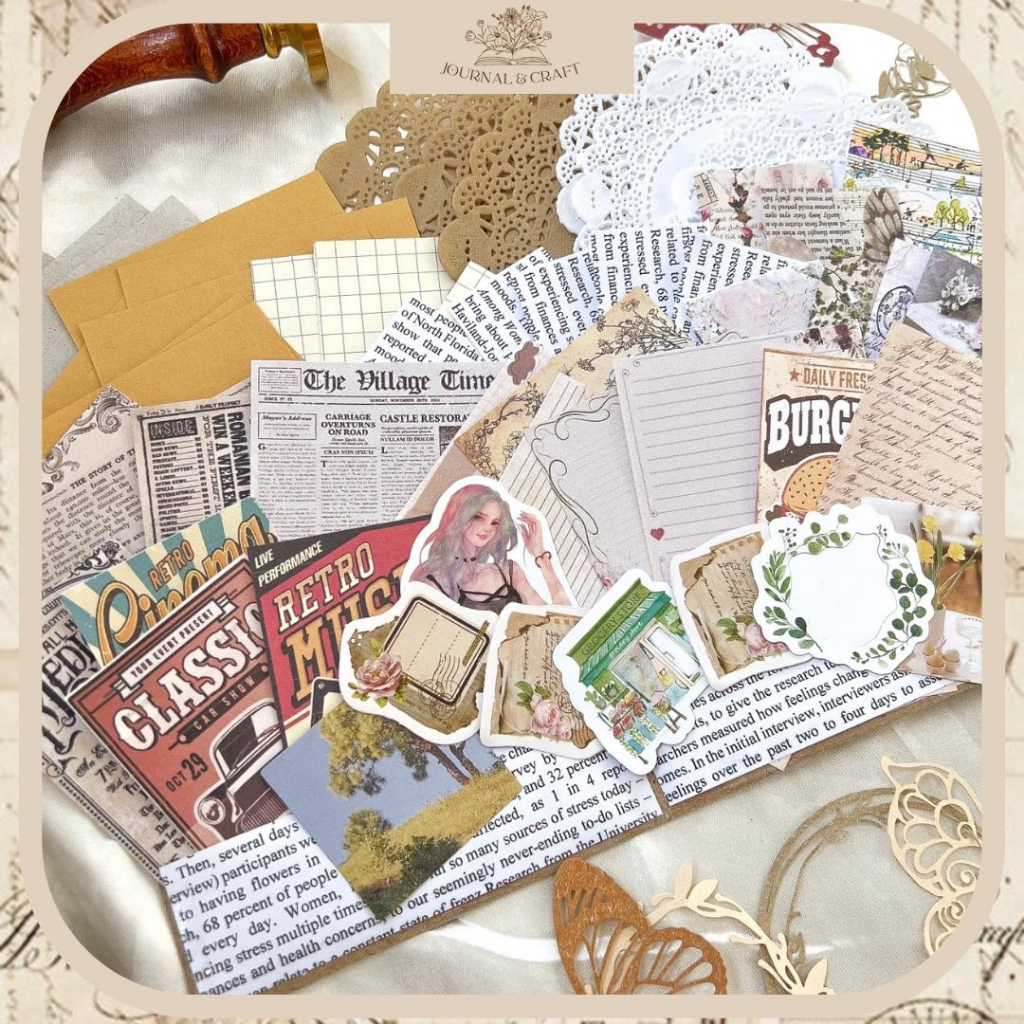 TERMURAH Journal Kit Vintage jurnal kit scrapbook notebook dekorasi deco stiker diy planner kit aest