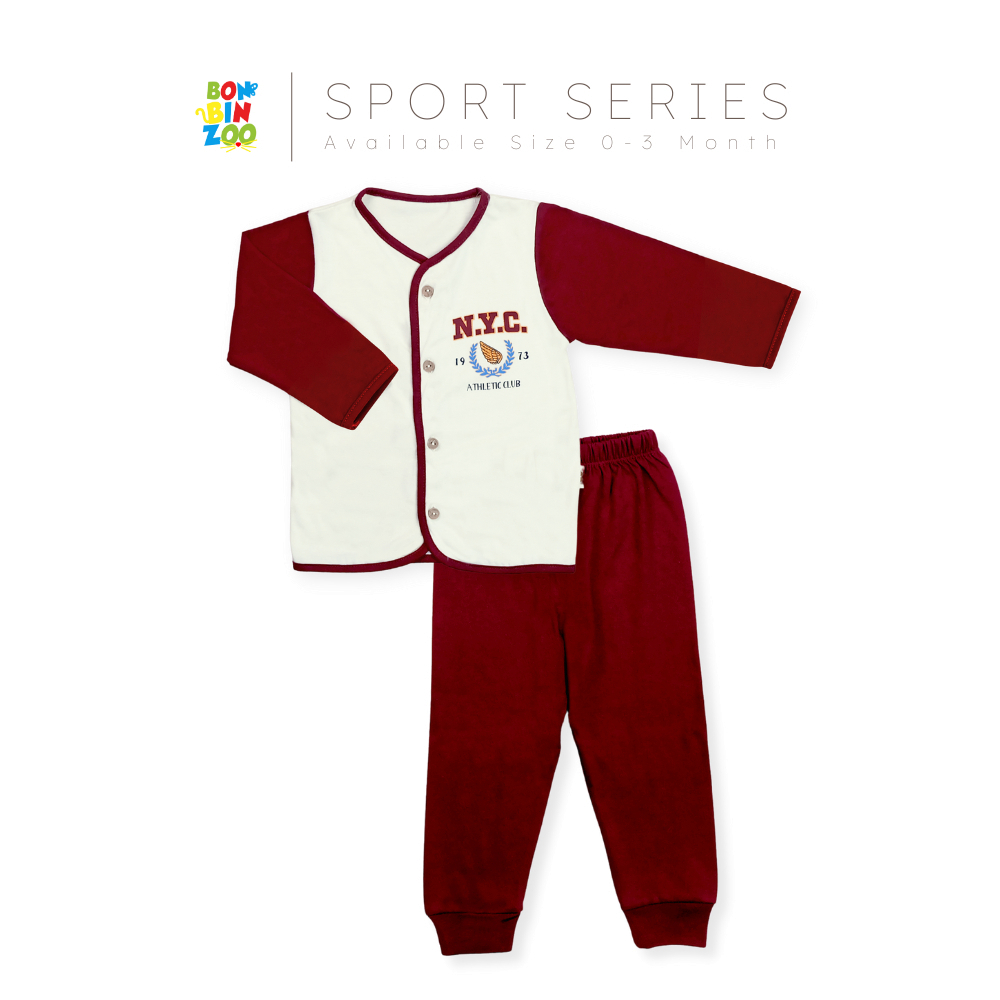 BONBINZOO SPORT SERIES SET - SETELAN PANJANG BAYI KC DEPAN 0-12 BULAN