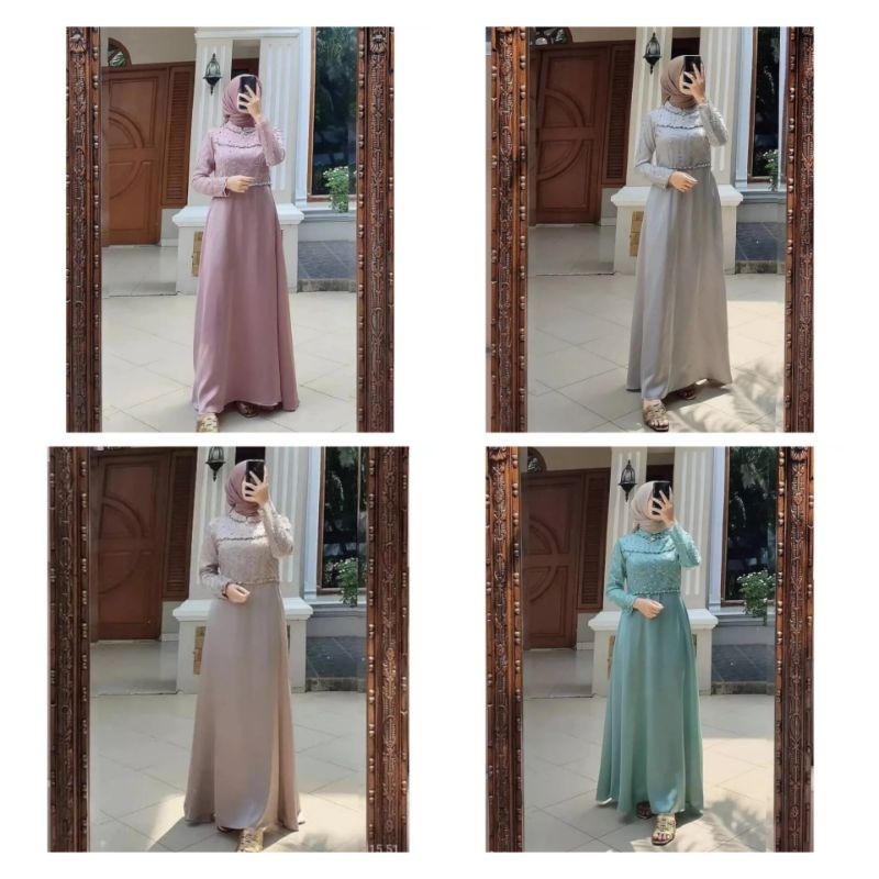 Dress Tiara Brukat Tile Mewah - Dress Brukat Maxy Dress Tiara - Gamis Brukat Tiara Murah - Gamis Mur