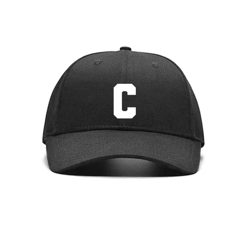 Topi Baseballcap Abjad Huruf Teks Alphabet A B C D E F G H I J K L M N O P Q R S T U V W X Y Z Hitam