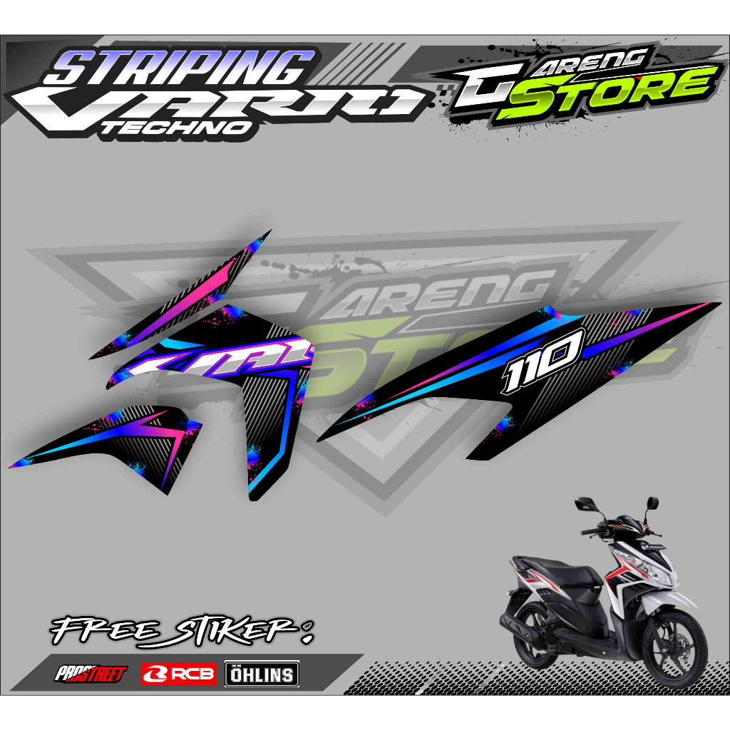 STRIPING VARIASI MOTOR VARIO TECHNO 110 / STICKER LIST VARIASI HONDA VARIO TECHNO 110
