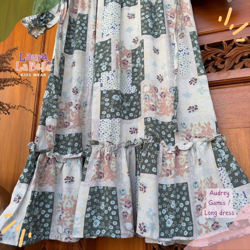 Laurakidshop Gamis Audrey Rayon Twill Motif 7 tahun - Remaja