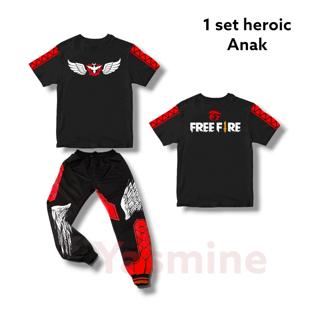 Setelan Baju gaming Anak Dan Celana Enjel 5-14th |Baju Anak Angel Heroic