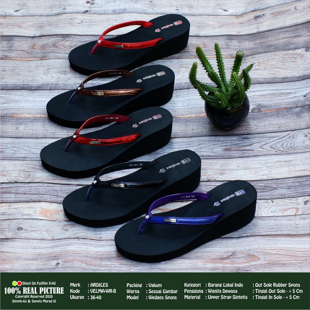 Ardiles VELMA Sandal Wedges Jepit Wanita Sendal Cewek Perempuan Berkualitas