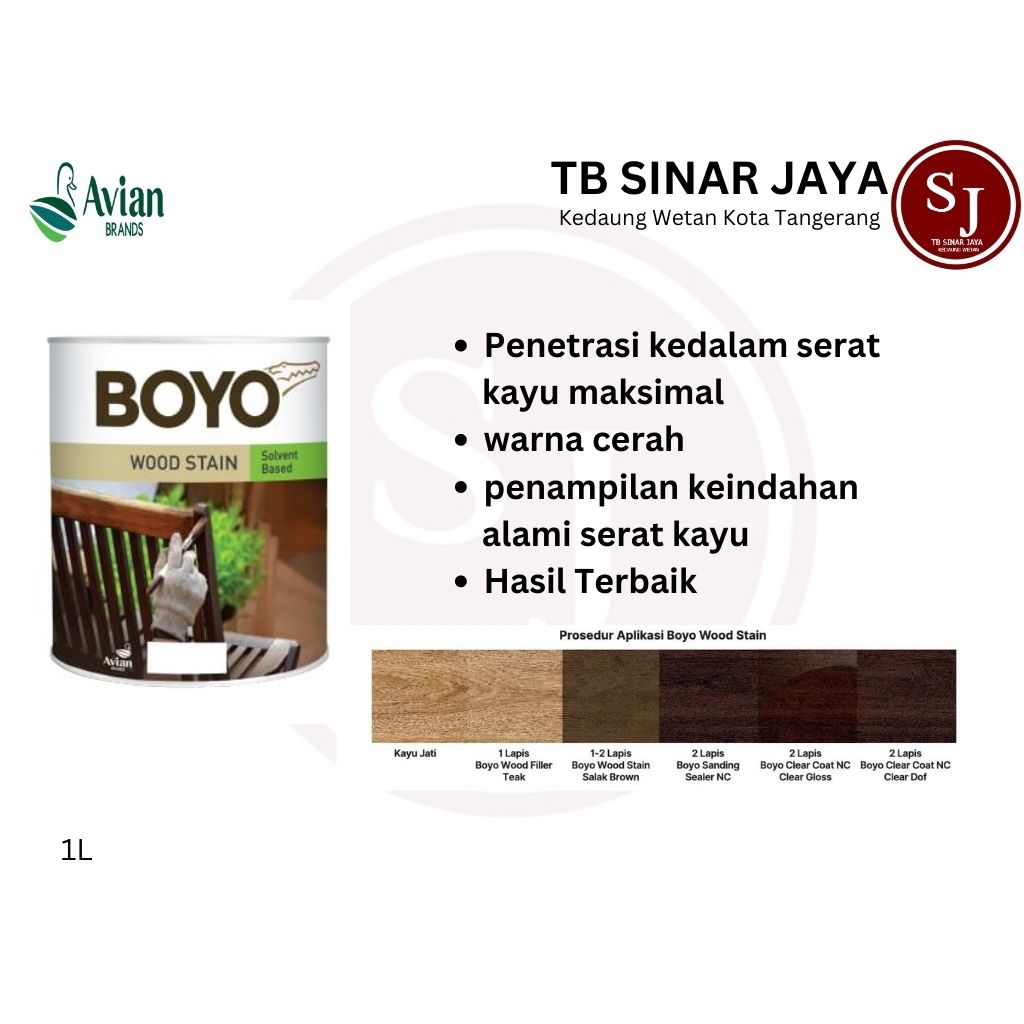 BOYO WOOD STAIN CAT KAYU PILITUR SOLVENT BASE  BASED AVIAN THINER 1KG