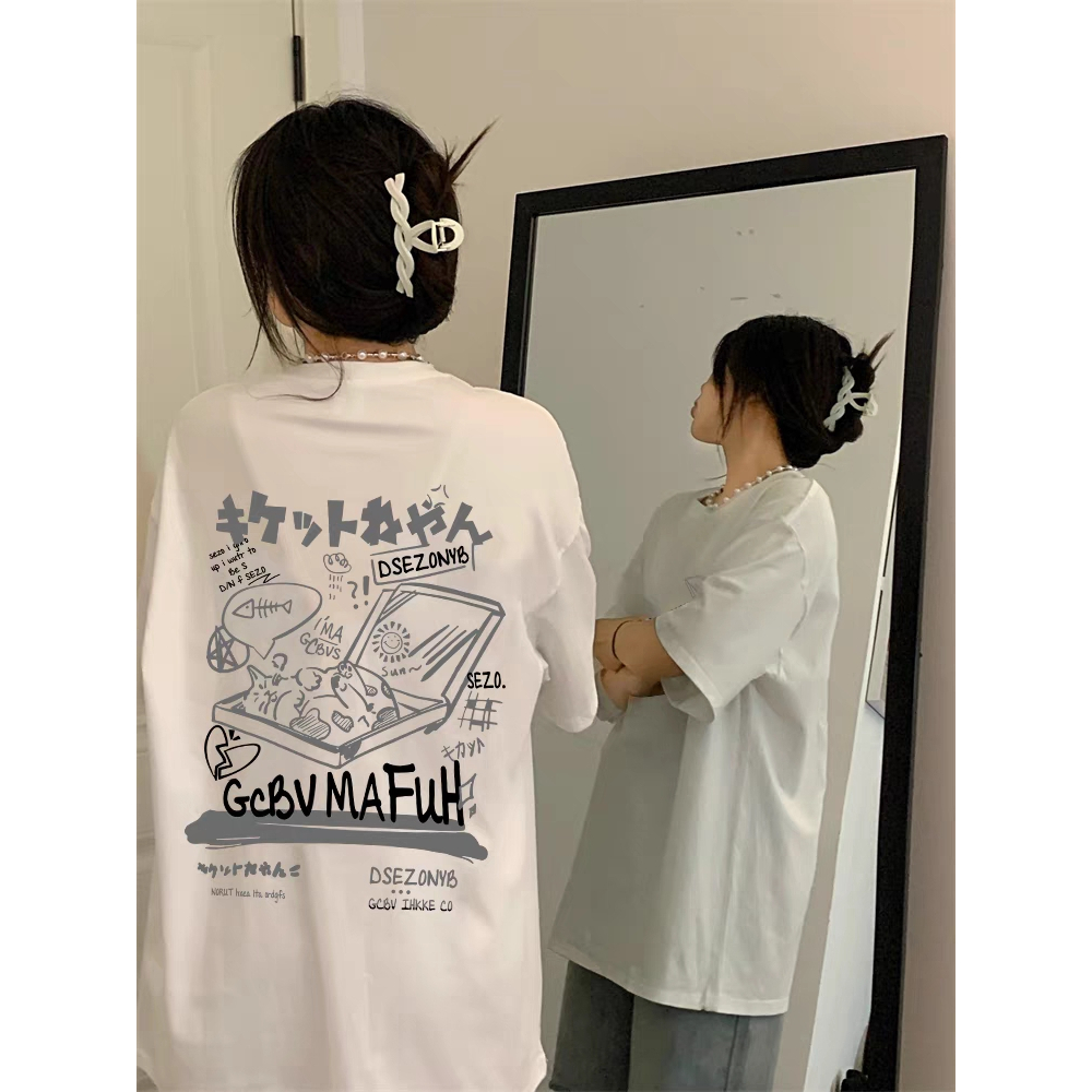 T Shirt Graffiti Baju Kaos Wanita Oversize Korean Ootd  Street Style